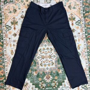 Vintage Mens Dickies Slim Straight Navy Blue Cargo Pants Work Utility Casual
